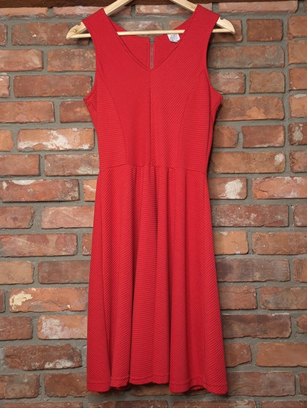 Karl Marc John Red Textured Stripe Fit & Flare Sleeveless Midi Dress Size L